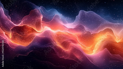 Vibrant cosmic waves of color swirling through the universe, creating a mesmerizing abstract backdrop perfect for technology and creative projects.