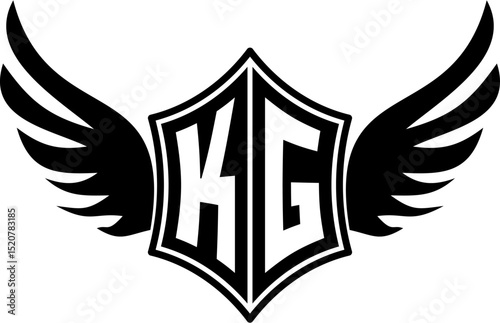 KG logo emblem with winged and shield template