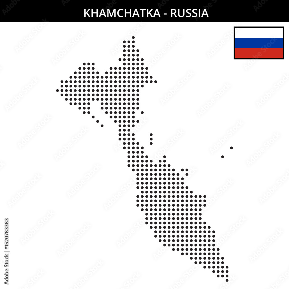 Obraz premium Medium dots map of khamchatka in Russia
