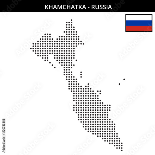 Medium dots map of khamchatka in Russia