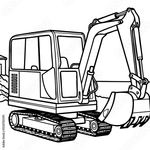 Heavy Duty Excavator Construction Vehicle Coloring Page