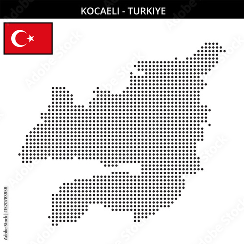 Medium dots map of kocaeli in Turkiye