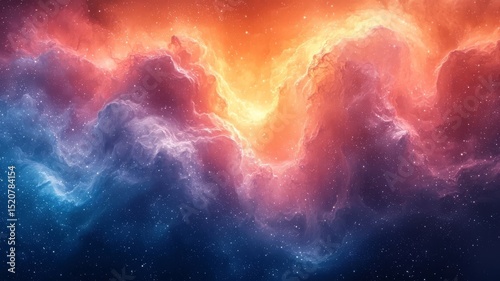 Vibrant cosmic clouds in a stunning nebula, showcasing a blend of fiery oranges and deep blues, perfect for space-themed designs and inspirational projects.