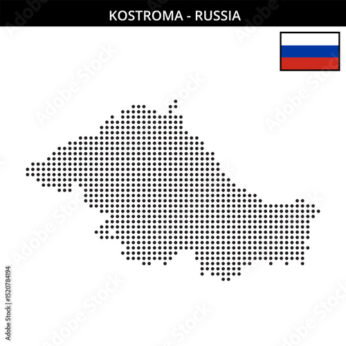 Medium dots map of Kostroma in Russia