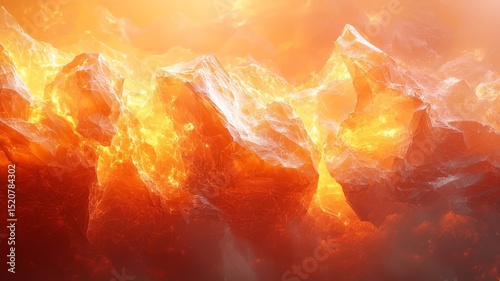 Fiery volcanic landscape with glowing lava and rugged rocks, evoking power and intensity, perfect for adventure and nature-themed projects.