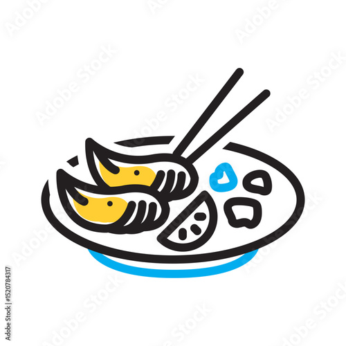 Vector multi color icon for Thai food