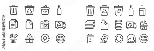 A collection of icons symbolizes various aspects of recycling and zero waste practices