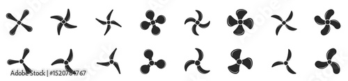 Aircraft propeller icons, symbols fan rotating Vector illustration.Propeller icon set