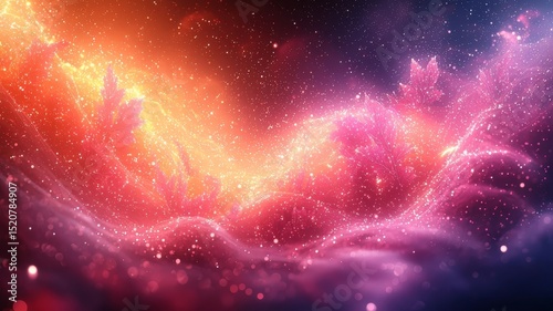 Vibrant cosmic swirl of pink and orange hues, capturing the essence of a nebula in deep space, perfect for sci-fi and celestial-themed projects.