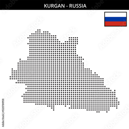 Medium dots map of Kurgan in Russia