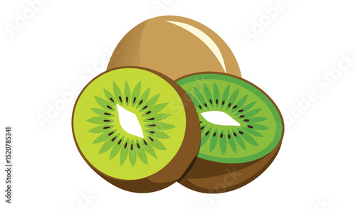 Fresh kiwi fruit slices and whole kiwi