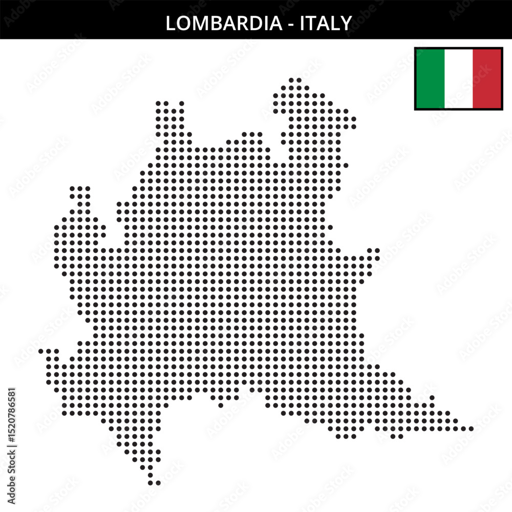 Obraz premium Medium dots map of lombardia in Italy