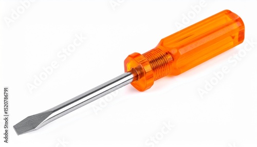 Tiny Orange Handle Crosshead Screwdriver Isolated on White Background with Clipping Path