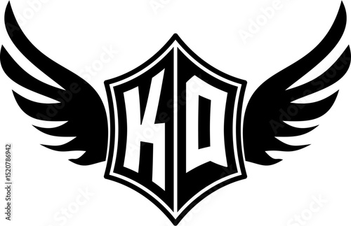 KQ logo emblem with winged and shield template