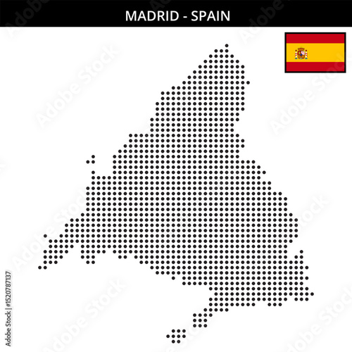 Medium dots map of madrid in Spain