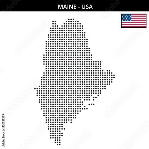 Medium dots map of maine in the USA