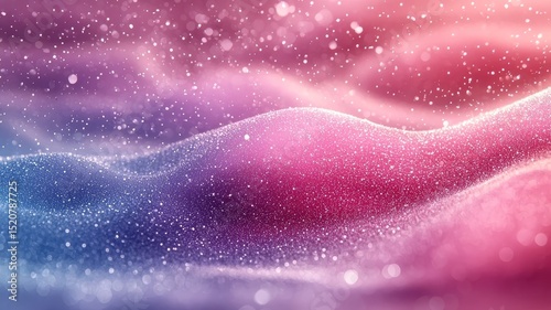 Abstract waves of vibrant pink and blue hues, shimmering with sparkling particles, creating a dreamy and ethereal atmosphere perfect for creative projects.