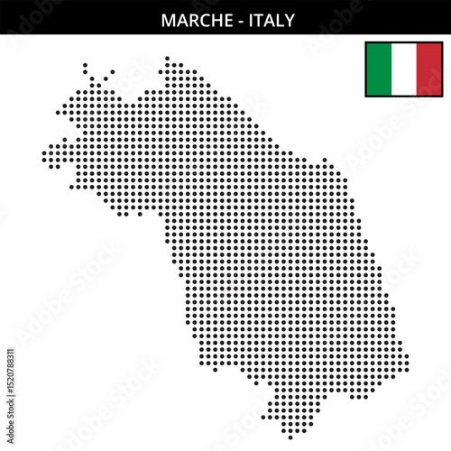 Medium dots map of marche in Italy