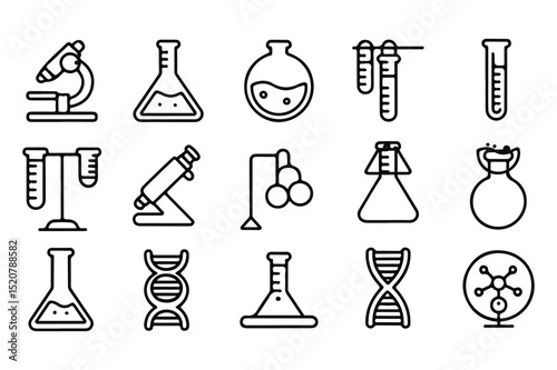 Flat Style Science Icon Silhouette Pack