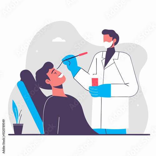Patients in dental office. Dentists treat people teeth. Doctor consultation. Oral health care and hygiene. Medical
