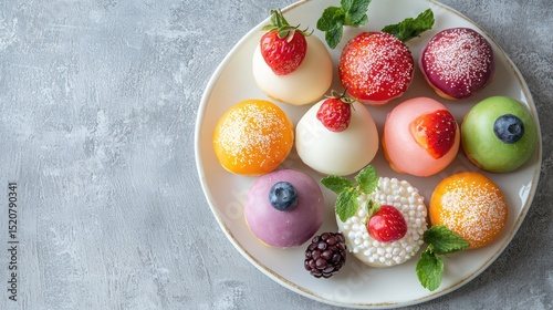 Colorful Assortment of Delicious Chewy Desserts and Sweet Toppings