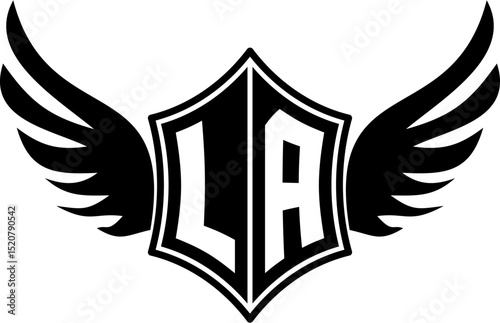 LA logo emblem with winged and shield template