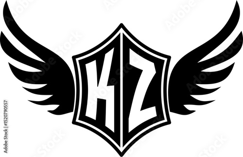 KZ logo emblem with winged and shield template