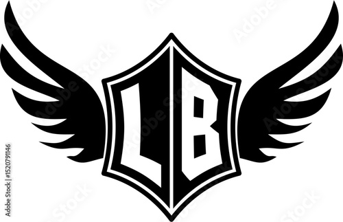 LB logo emblem with winged and shield template