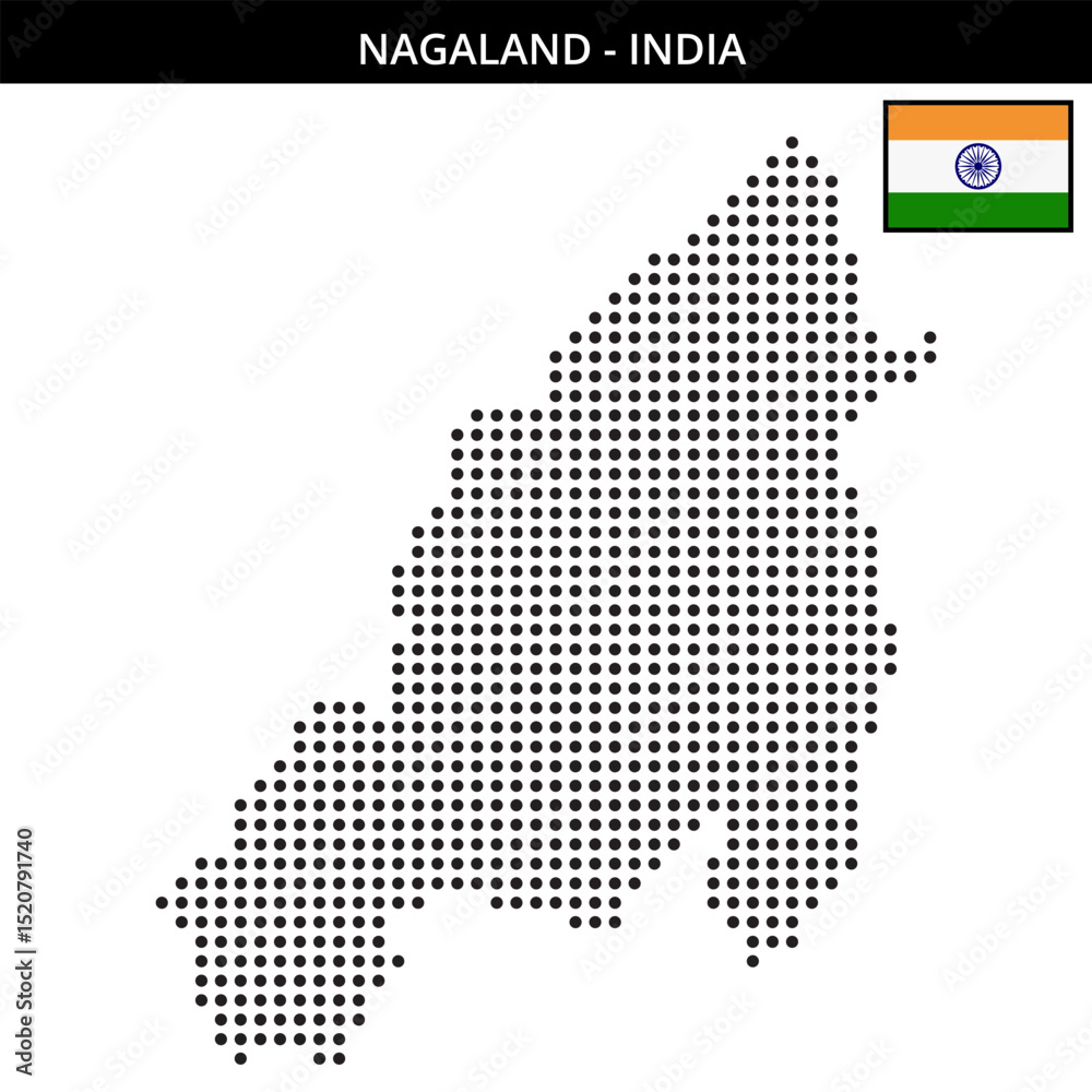Obraz premium Medium dots map of nagaland in India