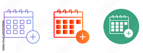 Calendar  Glyph and Gradient Styles with Colorful Background