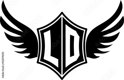 LD logo emblem with winged and shield template