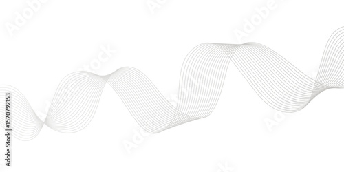 Abstract white and gray wave line futuristic technology flowing particles. modern curved wave smooth stripe seamless pattern. digital frequency track equalizer. stylized wave line art background.