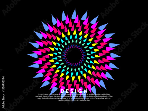 Music poster design background. Electro Sound Cover template with dynamic abstract gradient circular geometric shapes and lines for social media, technology, digital, flyer, party, festival, club, etc