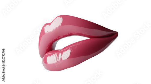 Pink lipstick 3d render icon on white background