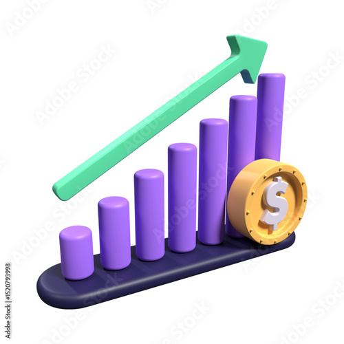 Financial success and market growth illustrated by an upward-trending business graph with an arrow