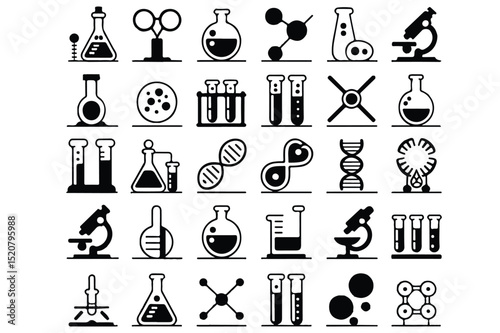 Scientific Icons Vector Silhouette Illustration Pack
