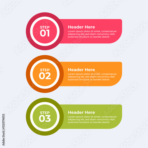 Three colorful headers with placeholders.