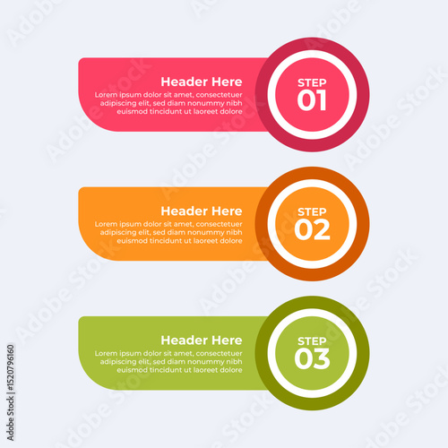 Three colorful headers with placeholders.