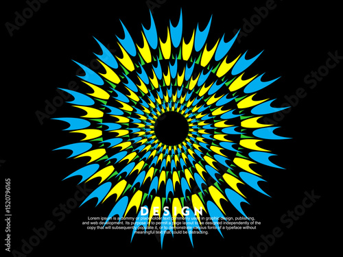 Music poster design background. Electro Sound Cover template with dynamic abstract gradient circular geometric shapes and lines for social media, technology, digital, flyer, party, festival, club, etc