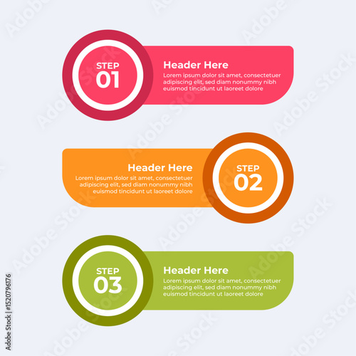 Three colorful headers with placeholders.