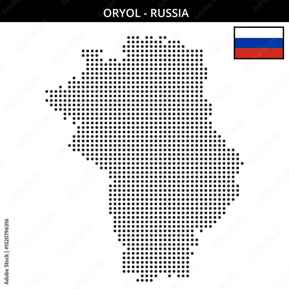 Obraz premium Medium dots map of oryol in Russia