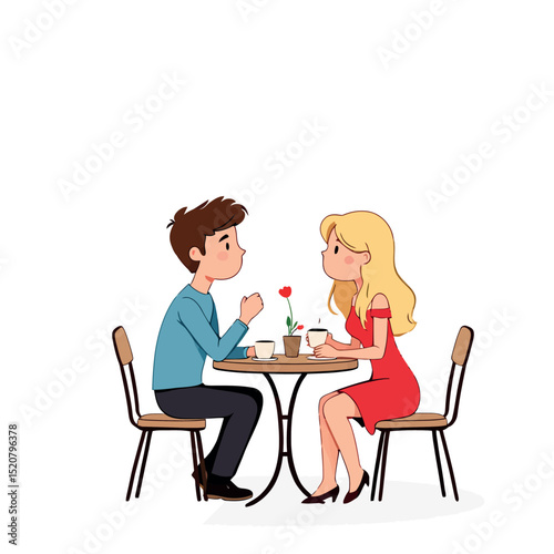 Vsai young couple enjoying coffee and conversation at a cafe table