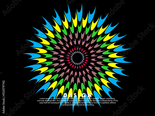 Music poster design background. Electro Sound Cover template with dynamic abstract gradient circular geometric shapes and lines for social media, technology, digital, flyer, party, festival, club, etc