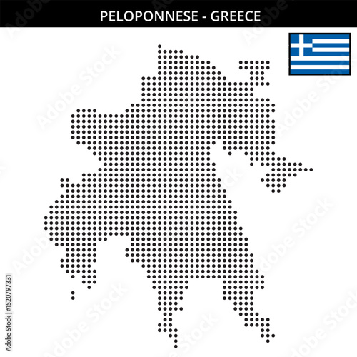 Medium dots map of peloponnese of greece