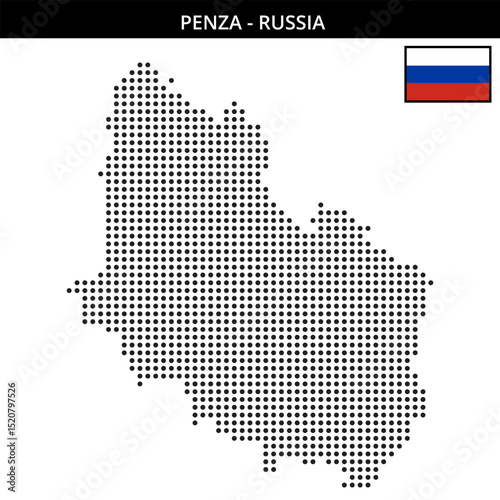 Medium dots map of Penza in Russia