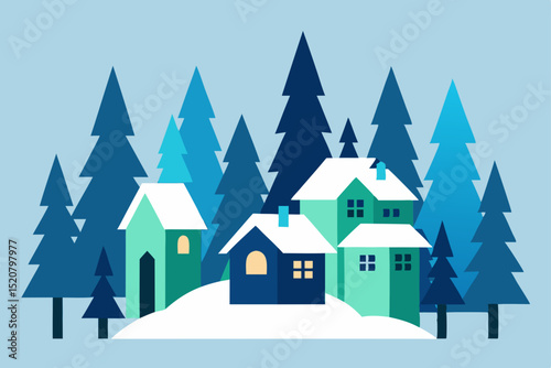 winter landscape with house