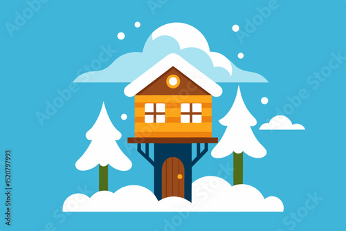 winter landscape with house