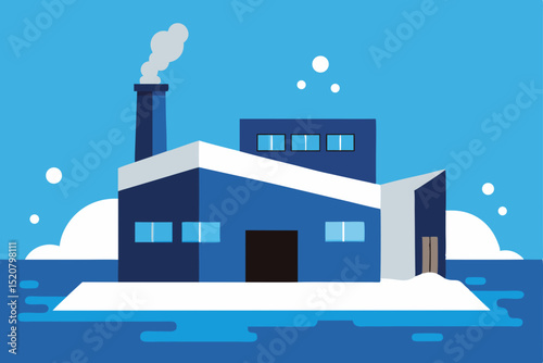abandoned industrial building with snow piling up .svg