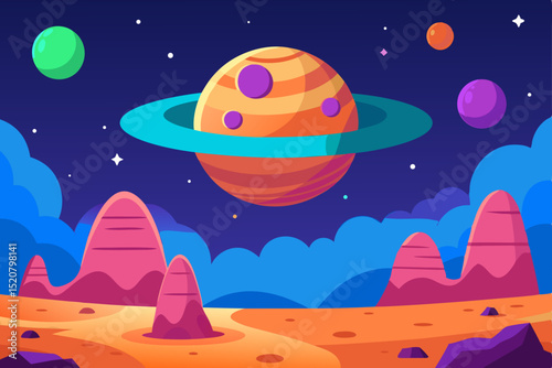 an alien planet outer space landscape cartoon scie.svg