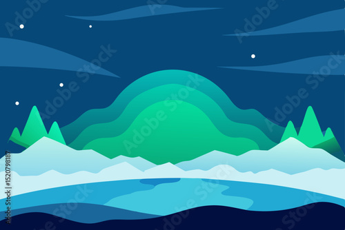 arctic tundra with aurora borealis  .svg